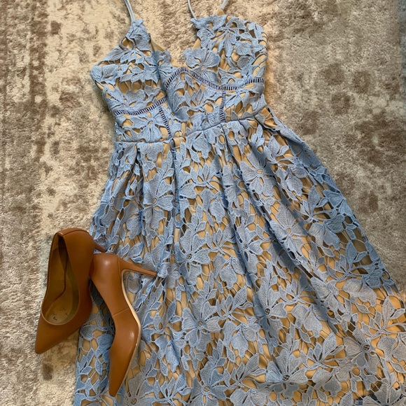 Love Ady Blue Lace Dress - Tea Length - Picture 1 of 5